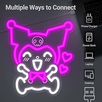 Japanese Anime Neon Light Kuromi Neon Sign, 3D Art LED Sign Kuromi